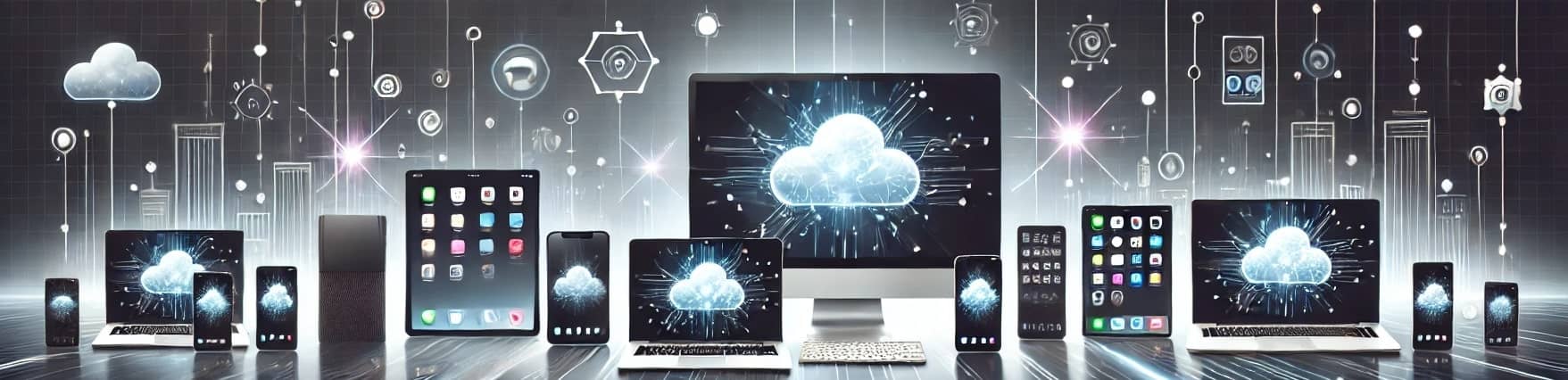 Imagen que muestra un banner lleno de dispositivos tecnologicos